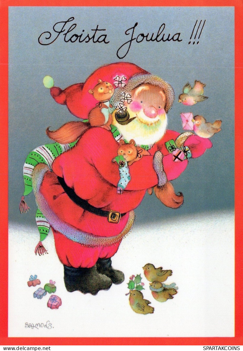 PÈRE NOËL Animaux NOËL Fêtes Voeux Vintage Carte Postale CPSM #PAK508.FR - Santa Claus