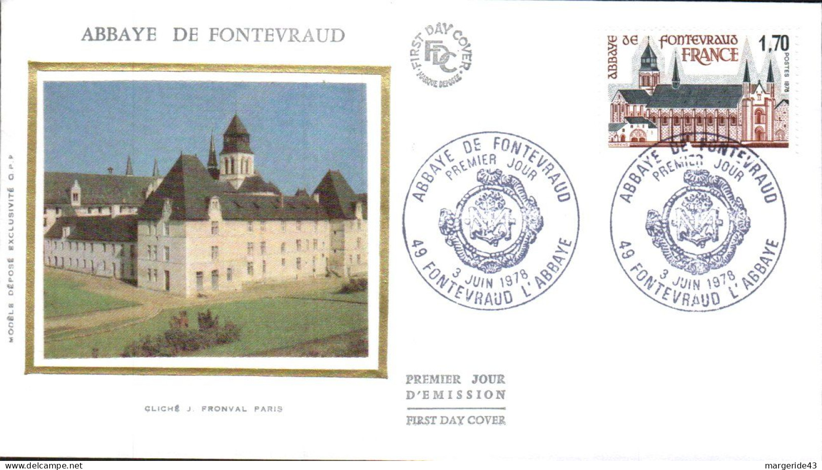 FDC 1978 ABBAYE DE FONTEVRAUD - 1970-1979