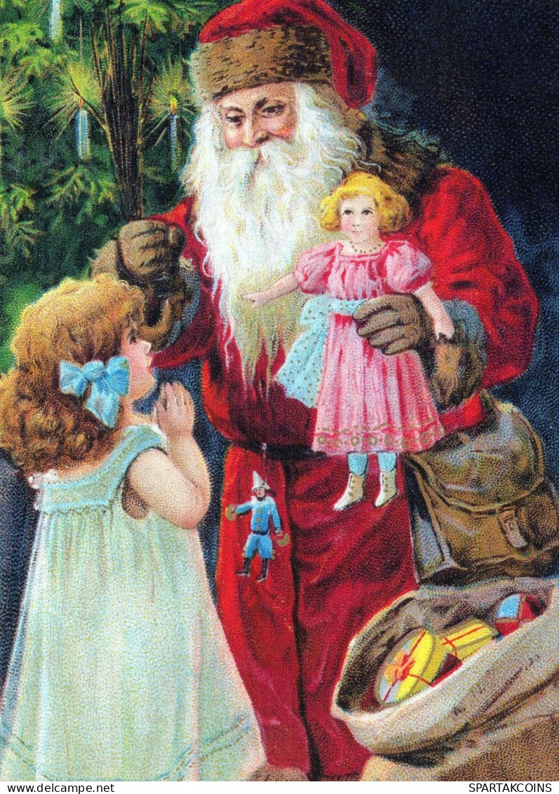 PÈRE NOËL ENFANT NOËL Fêtes Voeux Vintage Carte Postale CPSM #PAK380.FR - Santa Claus