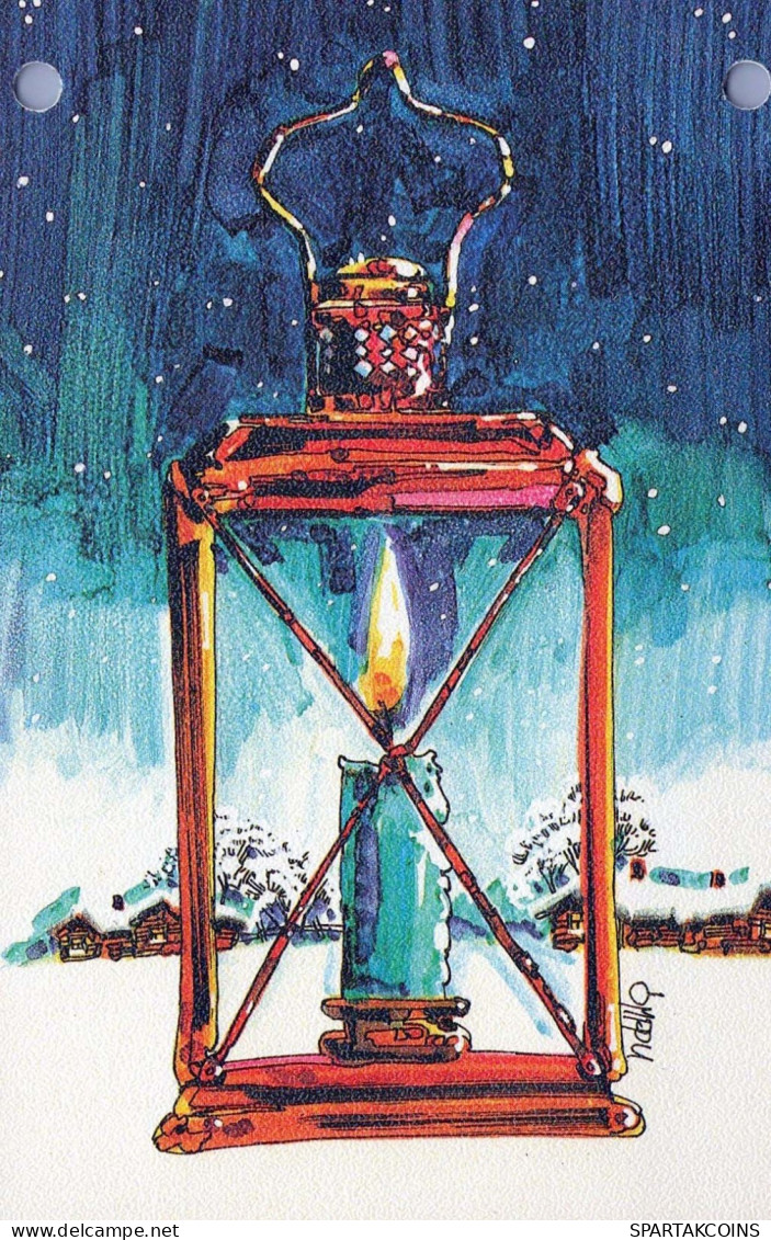 Happy New Year Christmas CANDLE Vintage Postcard CPSMPF #PKG158.GB - Nouvel An