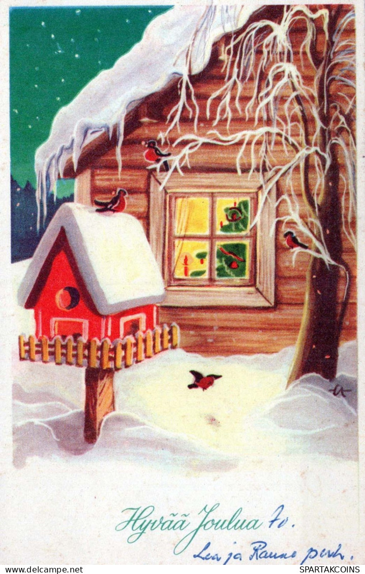 Happy New Year Christmas BIRD Vintage Postcard CPA #PKE863.GB - Nouvel An