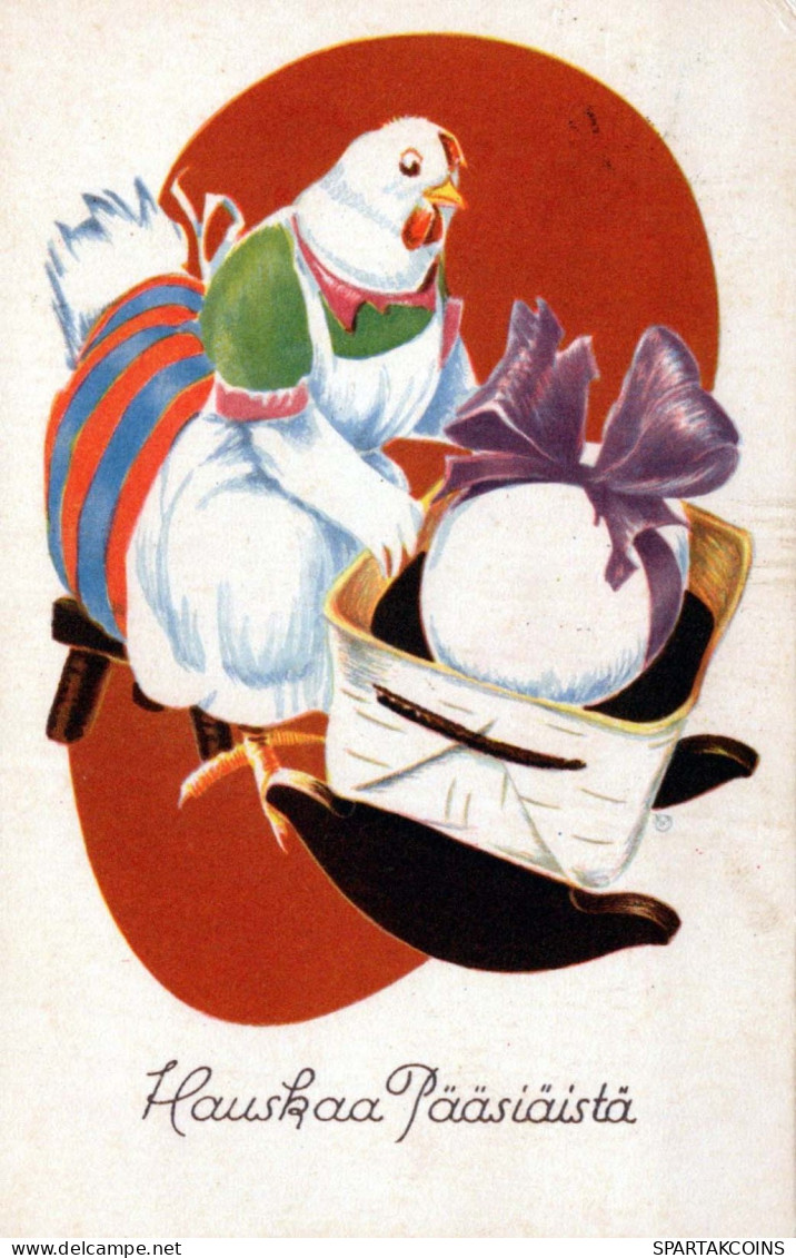 EASTER CHICKEN EGG Vintage Postcard CPA #PKE301.GB - Pasen