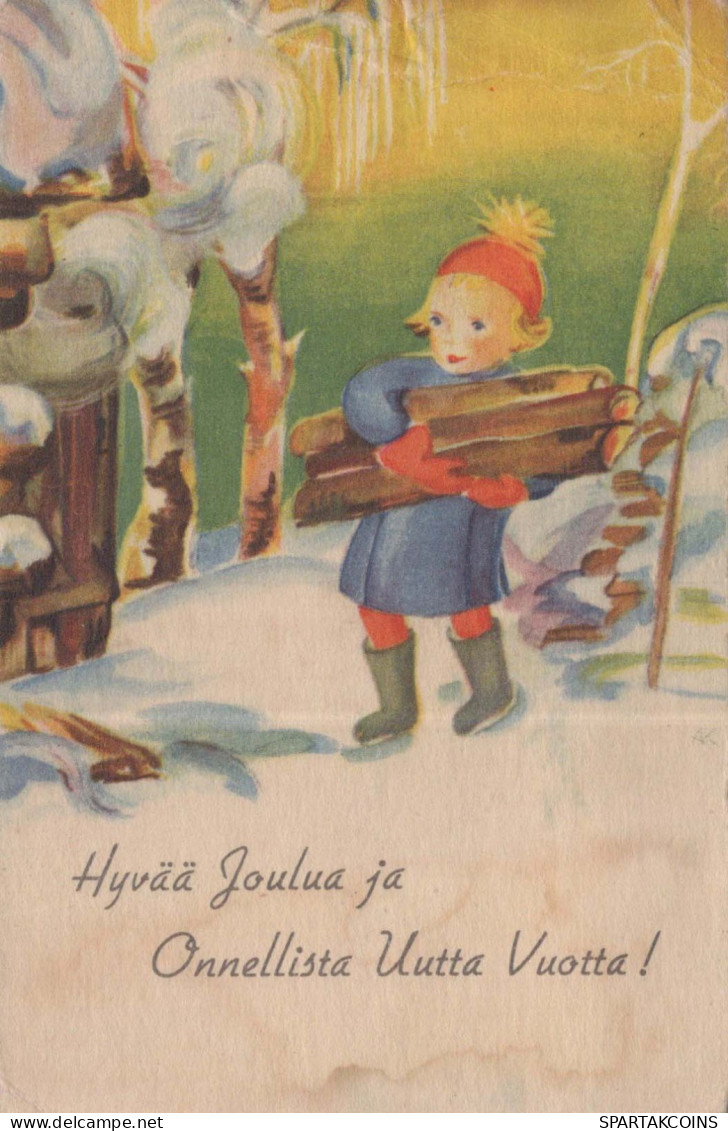 Happy New Year Christmas CHILDREN Vintage Postcard CPSMPF #PKD600.GB - Nouvel An