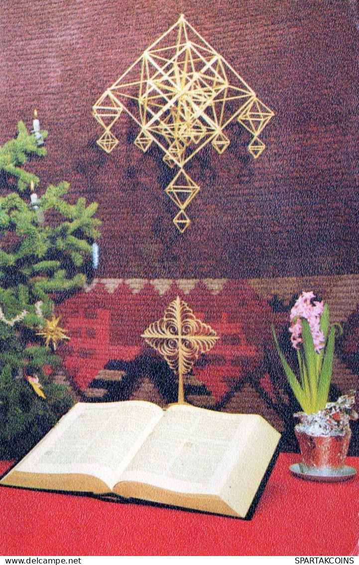 Happy New Year Christmas CANDLE BIBLE Vintage Postcard CPSMPF #PKD661.GB - Nouvel An
