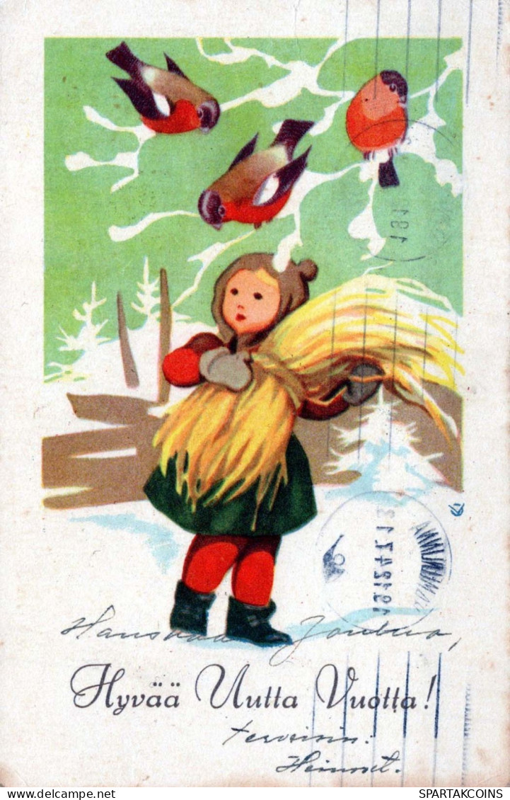 Happy New Year Christmas CHILDREN Vintage Postcard CPSMPF #PKD412.GB - Nouvel An