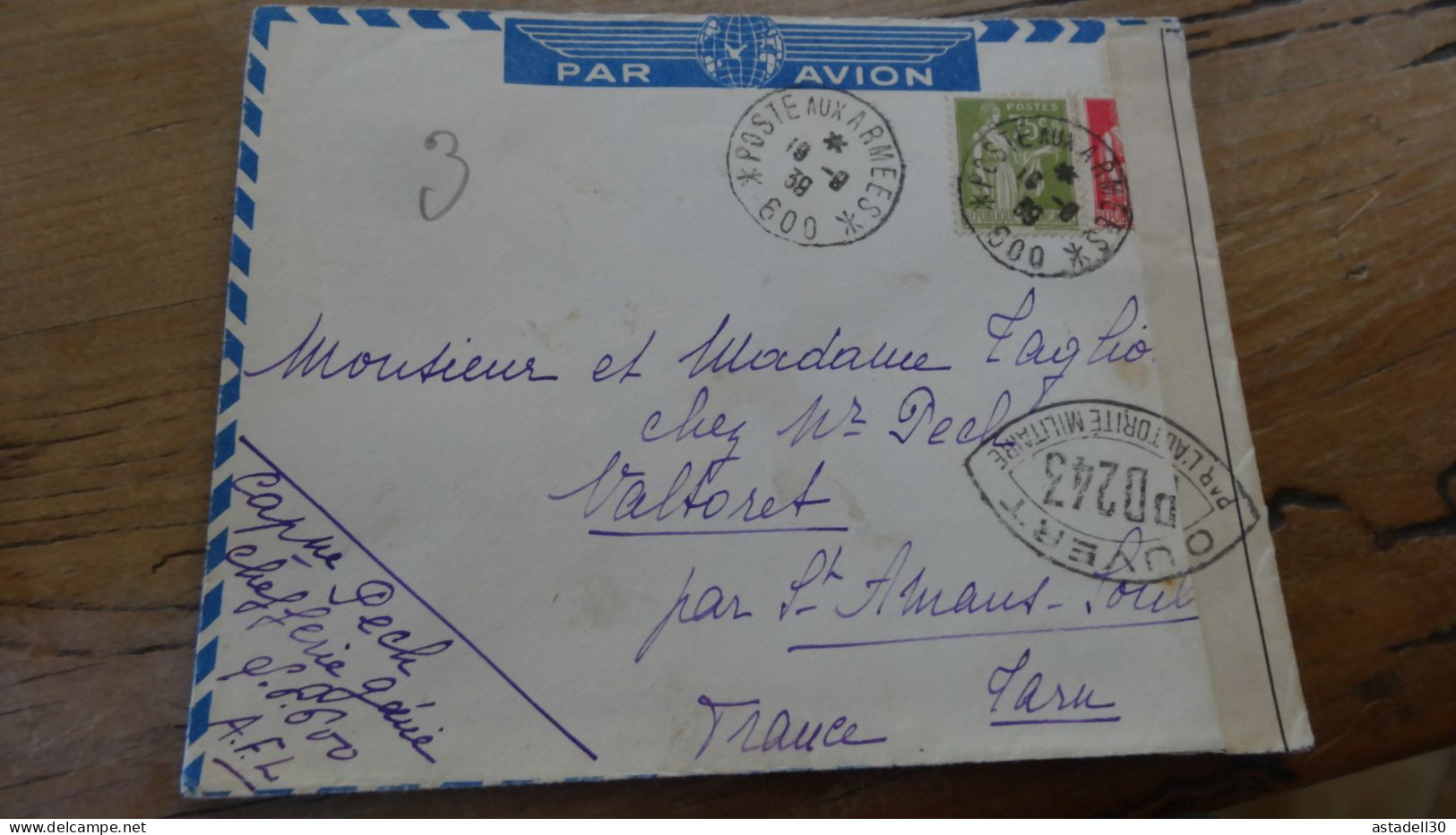 Troupes Du LEVANT, POSTE AUX ARMEES 600,  Par AVION - Censure, 1939  ............BOITE1.......... 506 - 1921-1960: Modern Period