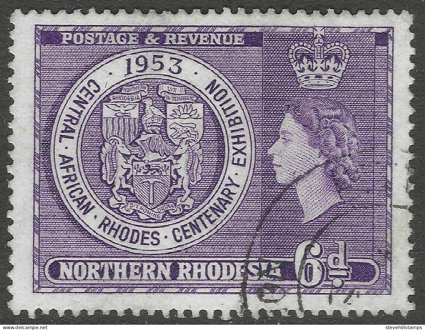 Northern Rhodesia. 1953 Rhodes Centenary Exhibition. 6d Used. SG 59. M5057 - Northern Rhodesia (...-1963)