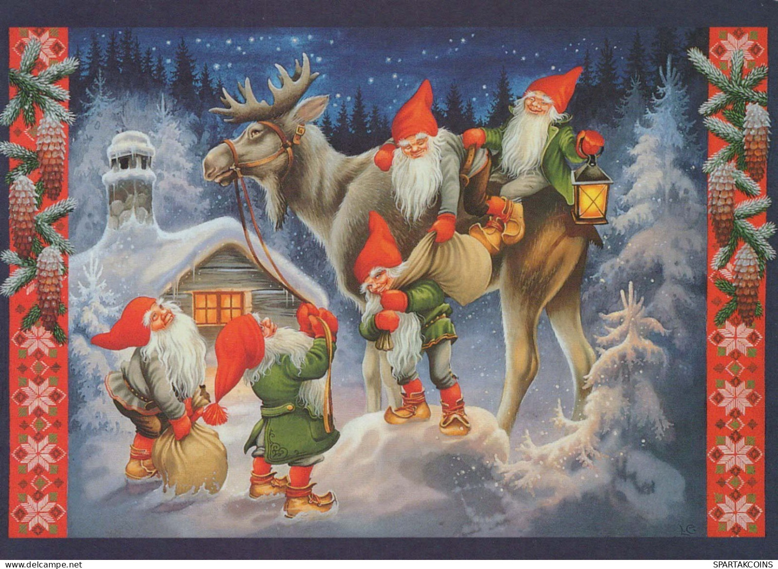 Happy New Year Christmas GNOME Vintage Postcard CPSM #PBA667.GB - Nieuwjaar