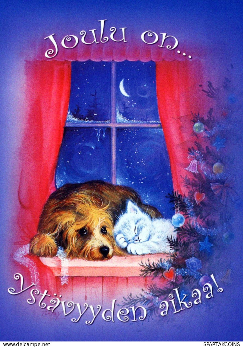 Happy New Year Christmas DOG Vintage Postcard CPSM #PAZ919.GB - Nieuwjaar