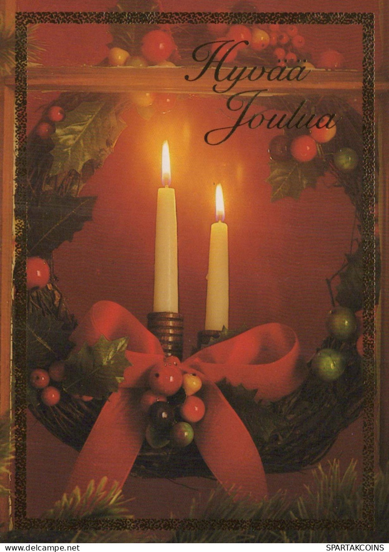 Happy New Year Christmas CANDLE Vintage Postcard CPSM #PAZ593.GB - Nieuwjaar