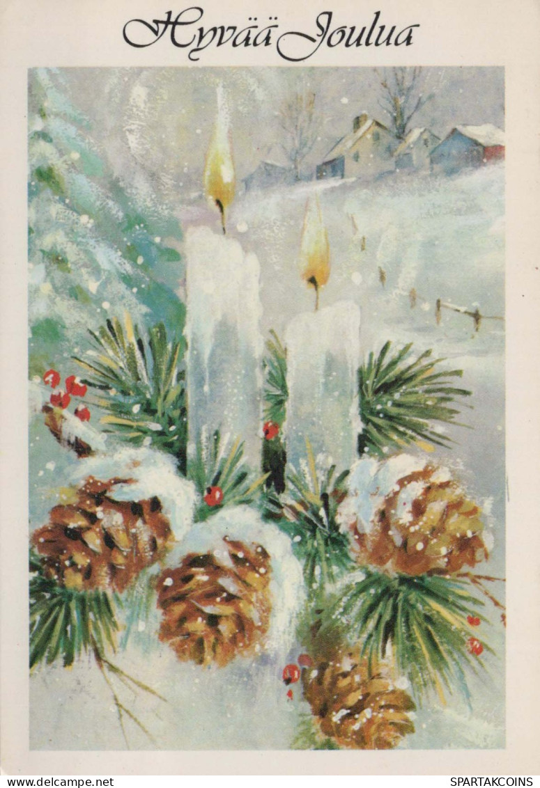 Happy New Year Christmas CANDLE Vintage Postcard CPSM #PAZ351.GB - New Year