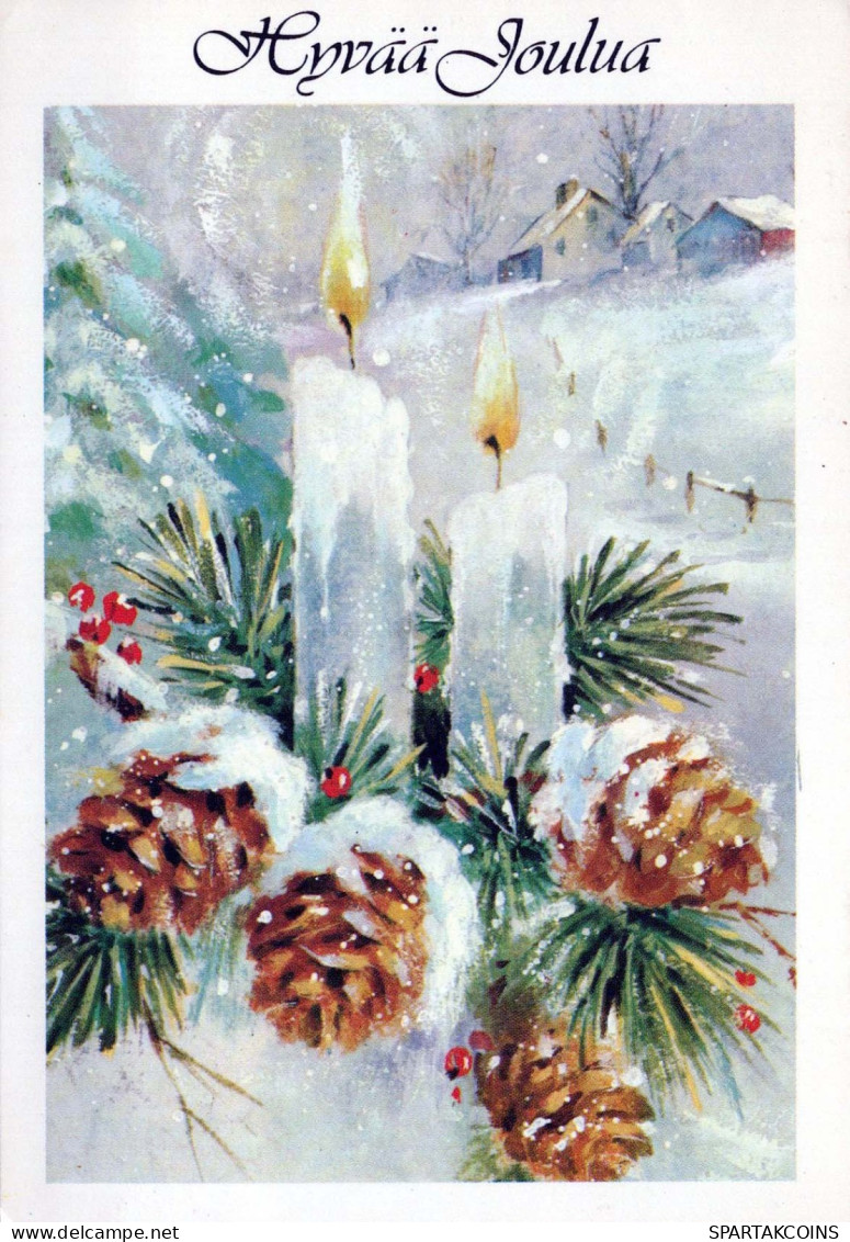 Happy New Year Christmas CANDLE Vintage Postcard CPSM #PAZ351.GB - New Year