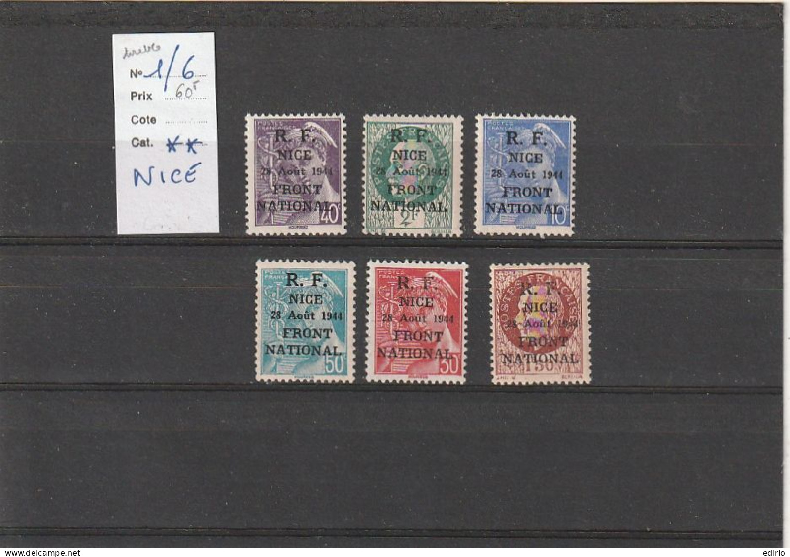 /// FRANCE ///   NICE 28 Aout 1944 Timbres De Liberation Front National -* (a Peine Visible Petit Manque Gomme) Et ** - 1939-44 Iris