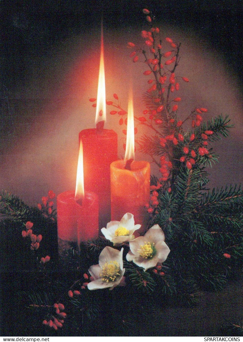 Happy New Year Christmas CANDLE Vintage Postcard CPSM #PAW297.GB - New Year