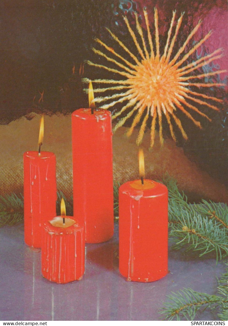 Happy New Year Christmas CANDLE Vintage Postcard CPSM #PAV873.GB - Año Nuevo