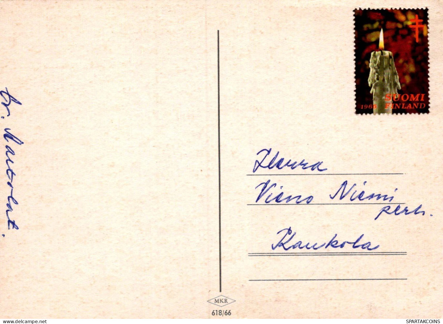 Happy New Year Christmas CANDLE Vintage Postcard CPSM #PAV449.GB - Año Nuevo