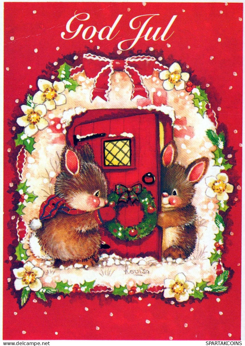 Happy New Year Christmas RABBIT Vintage Postcard CPSM #PAV263.GB - Nouvel An