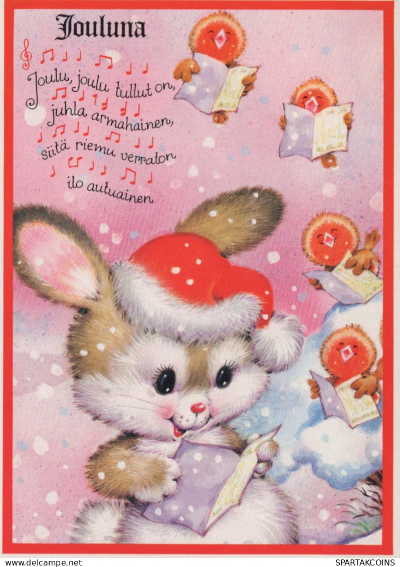 Happy New Year Christmas RABBIT Vintage Postcard CPSM #PAV071.GB - New Year