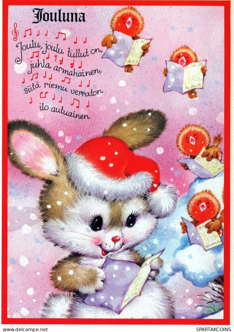 Happy New Year Christmas RABBIT Vintage Postcard CPSM #PAV071.GB - New Year