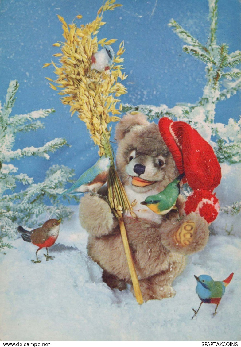 Happy New Year Christmas TEDDY BEAR Vintage Postcard CPSM #PAU870.GB - New Year