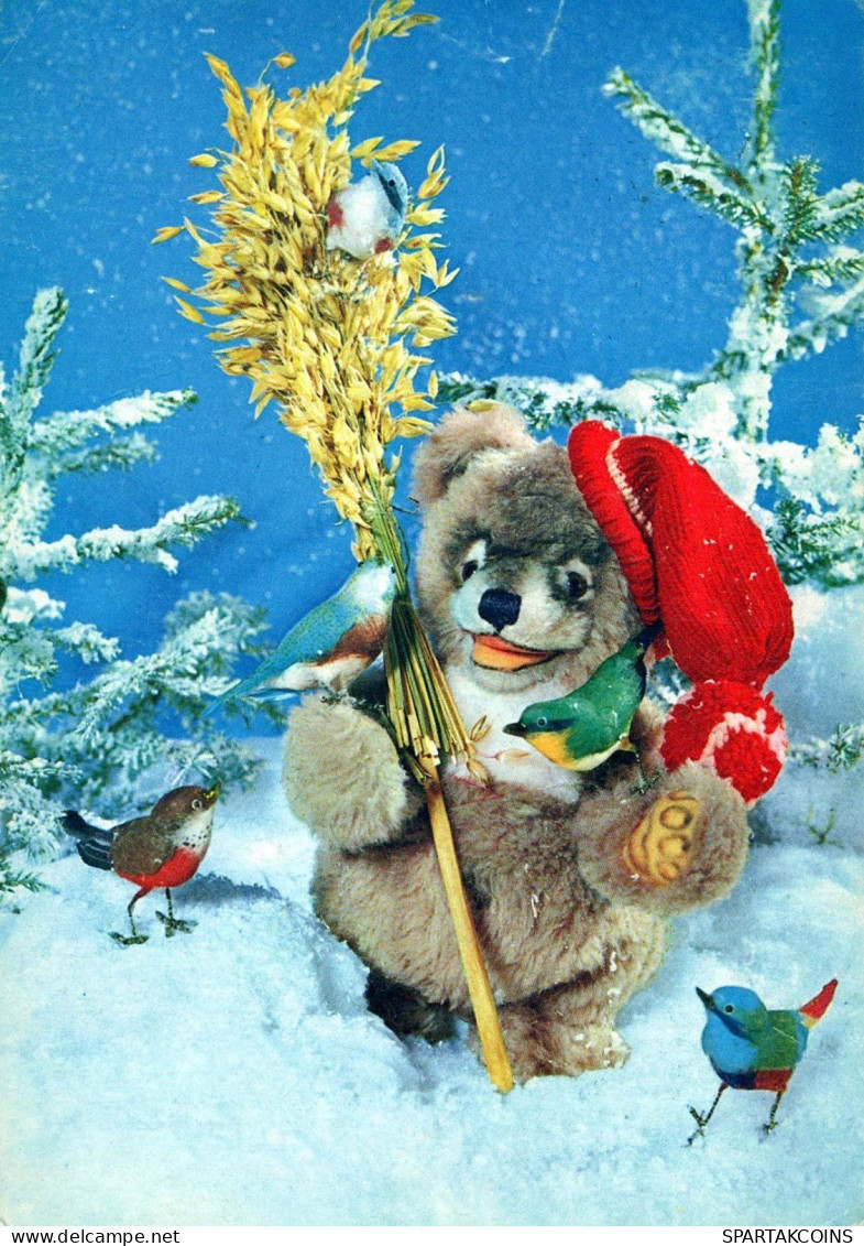 Happy New Year Christmas TEDDY BEAR Vintage Postcard CPSM #PAU870.GB - New Year