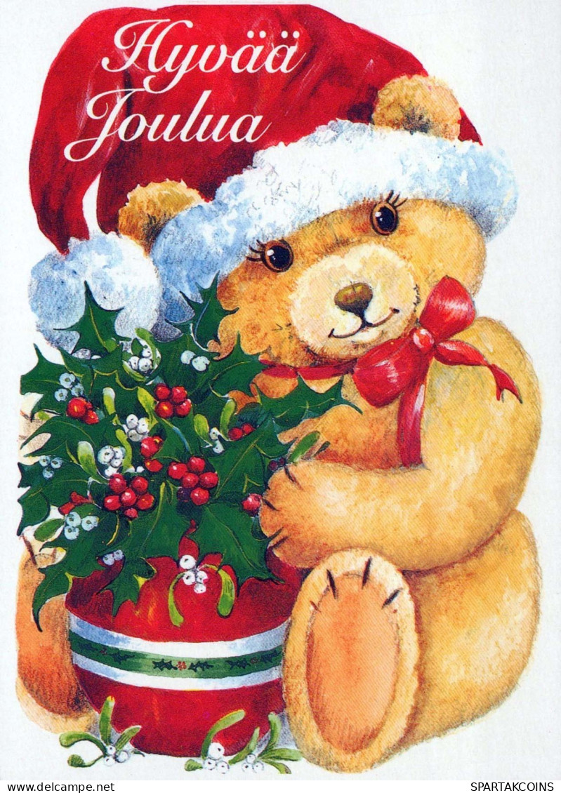 Happy New Year Christmas TEDDY BEAR Vintage Postcard CPSM #PAU807.GB - New Year