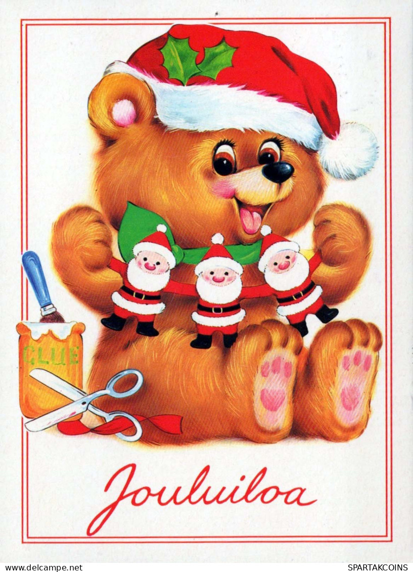 Happy New Year Christmas TEDDY BEAR Vintage Postcard CPSM #PAU670.GB - New Year