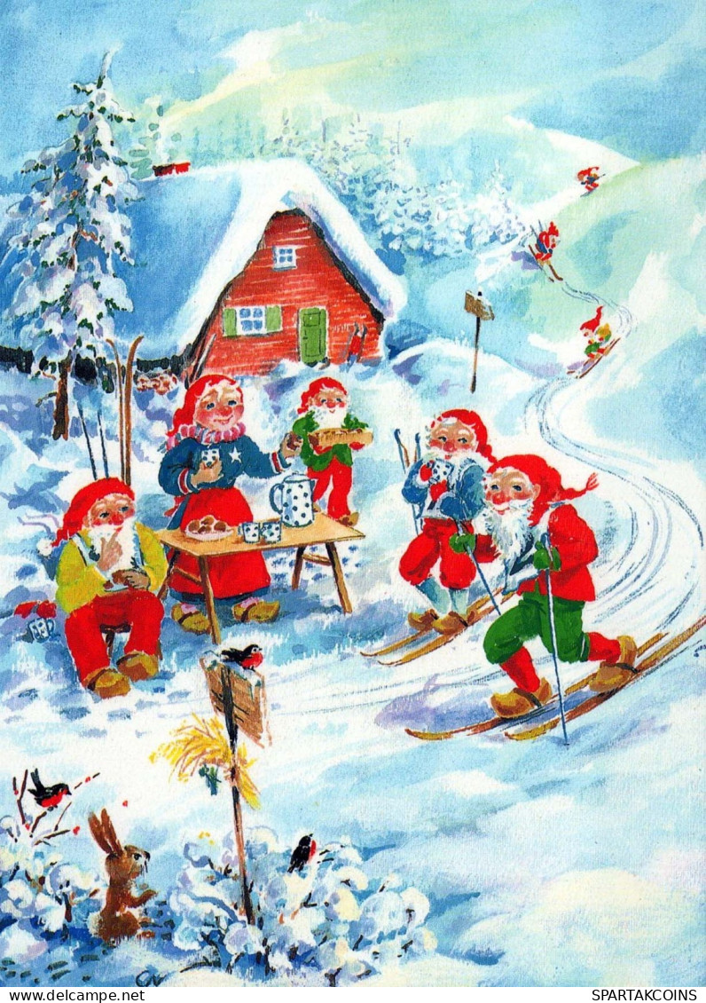 Happy New Year Christmas GNOME Vintage Postcard CPSM #PAU262.GB - Nouvel An
