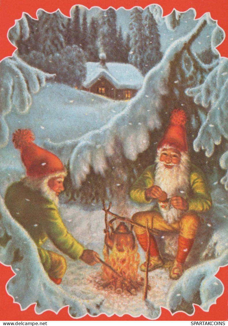 Happy New Year Christmas GNOME Vintage Postcard CPSM #PAU196.GB - Año Nuevo