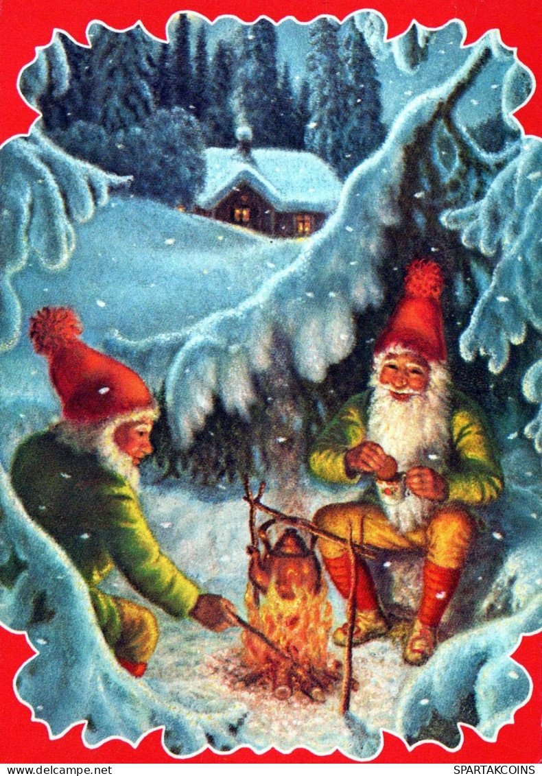 Happy New Year Christmas GNOME Vintage Postcard CPSM #PAU196.GB - Año Nuevo