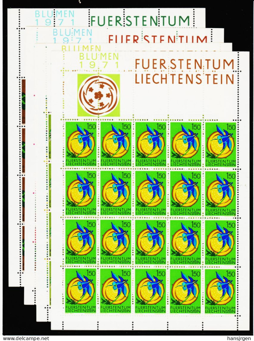 YANxx/14 LIECHTENSTEIN 1971 Michl 539/42 KLEINBOGEN ** Postfrisch SIEHE ABBILDUNG - Neufs