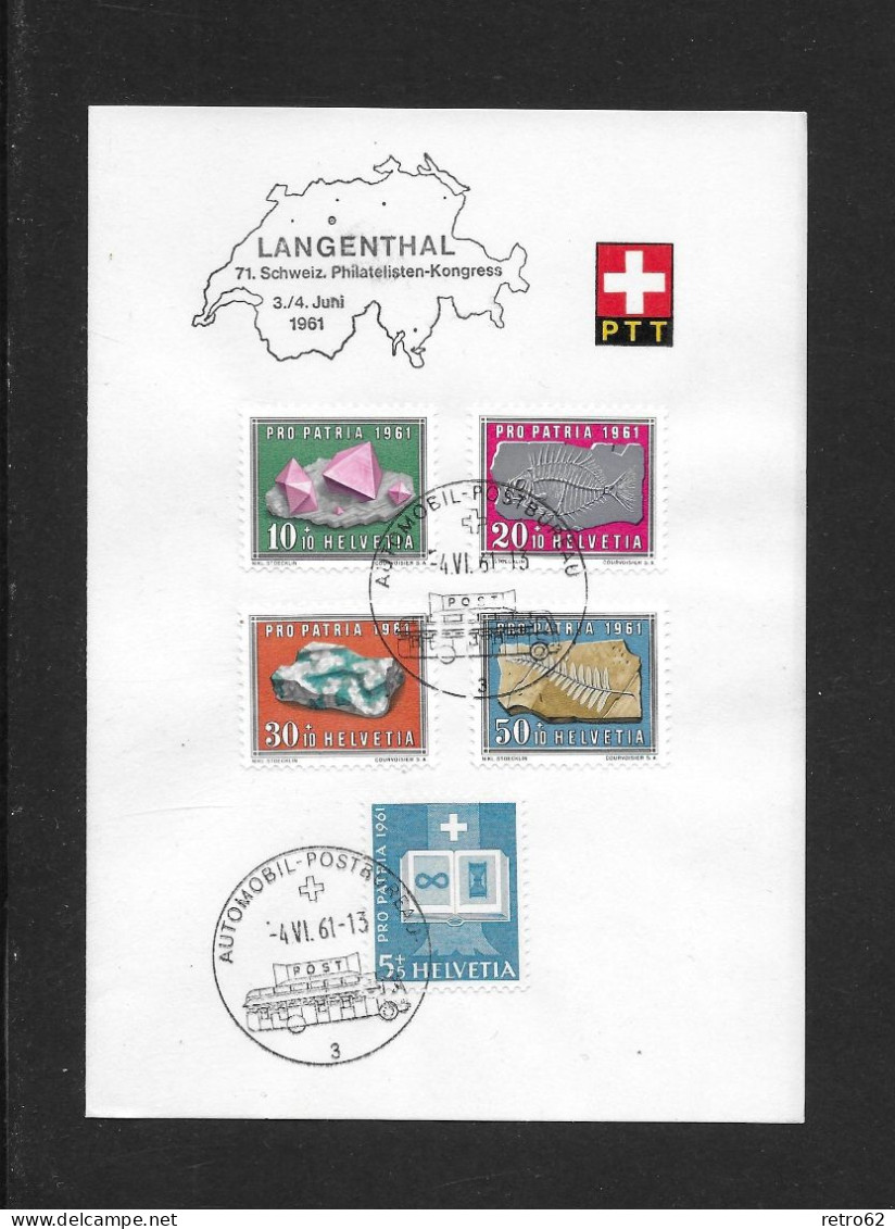 1961 PTT FALTBLATT ► Langenthal 71. Schweiz. Philatelisten-Kongress Mit PP-Satz 1961 - Storia Postale