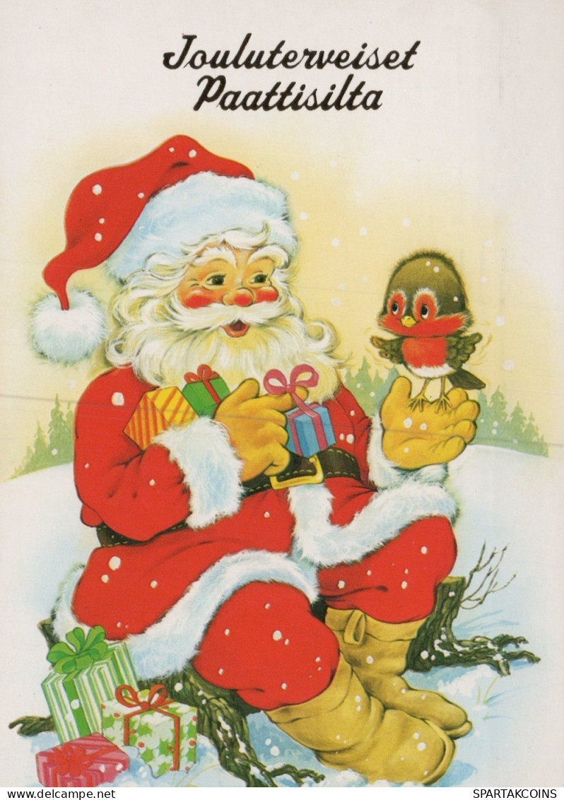 SANTA CLAUS ANIMALS CHRISTMAS Holidays Vintage Postcard CPSM #PAK641.GB - Santa Claus