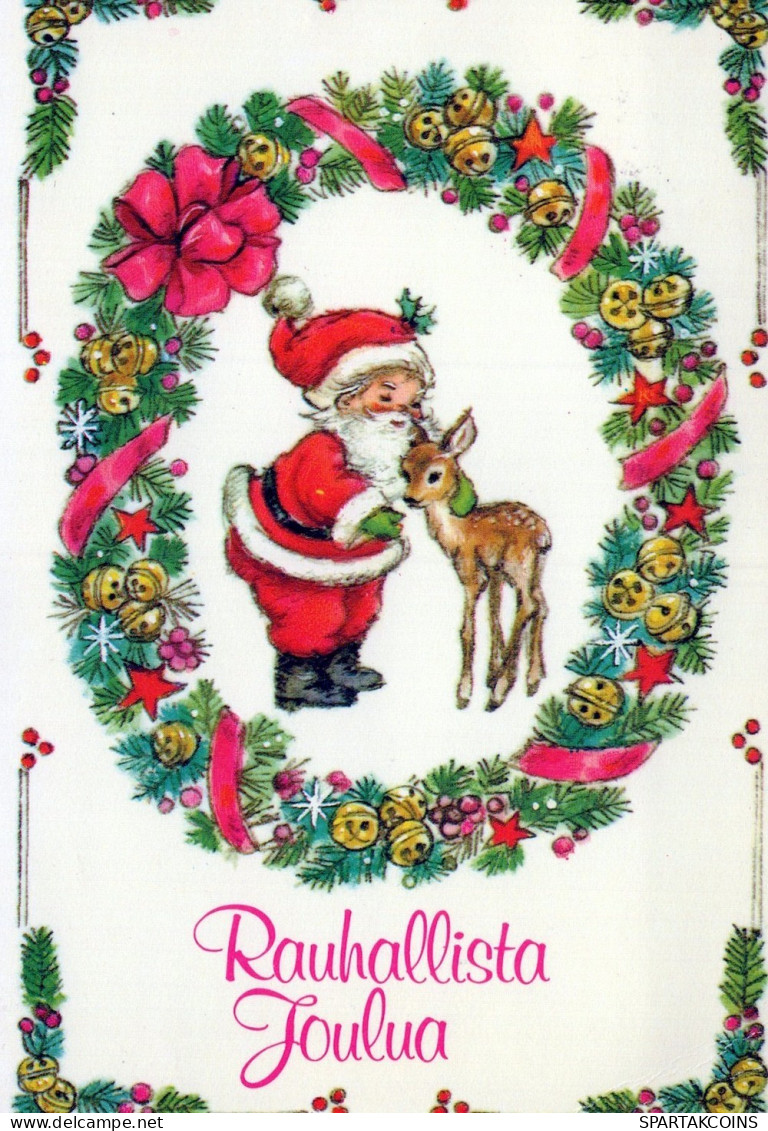 SANTA CLAUS ANIMALS CHRISTMAS Holidays Vintage Postcard CPSM #PAK505.GB - Santa Claus