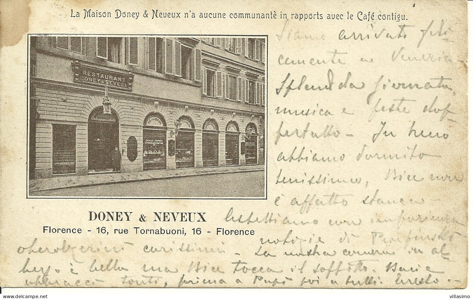 Firenze - Restaurant Doney & Neveux - VG. 1899 - Firenze