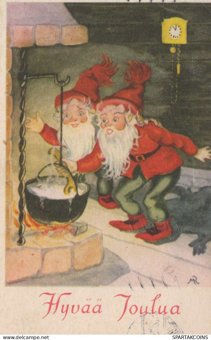Buon Anno Natale GNOME Vintage Cartolina CPSMPF #PKG545.IT - Neujahr