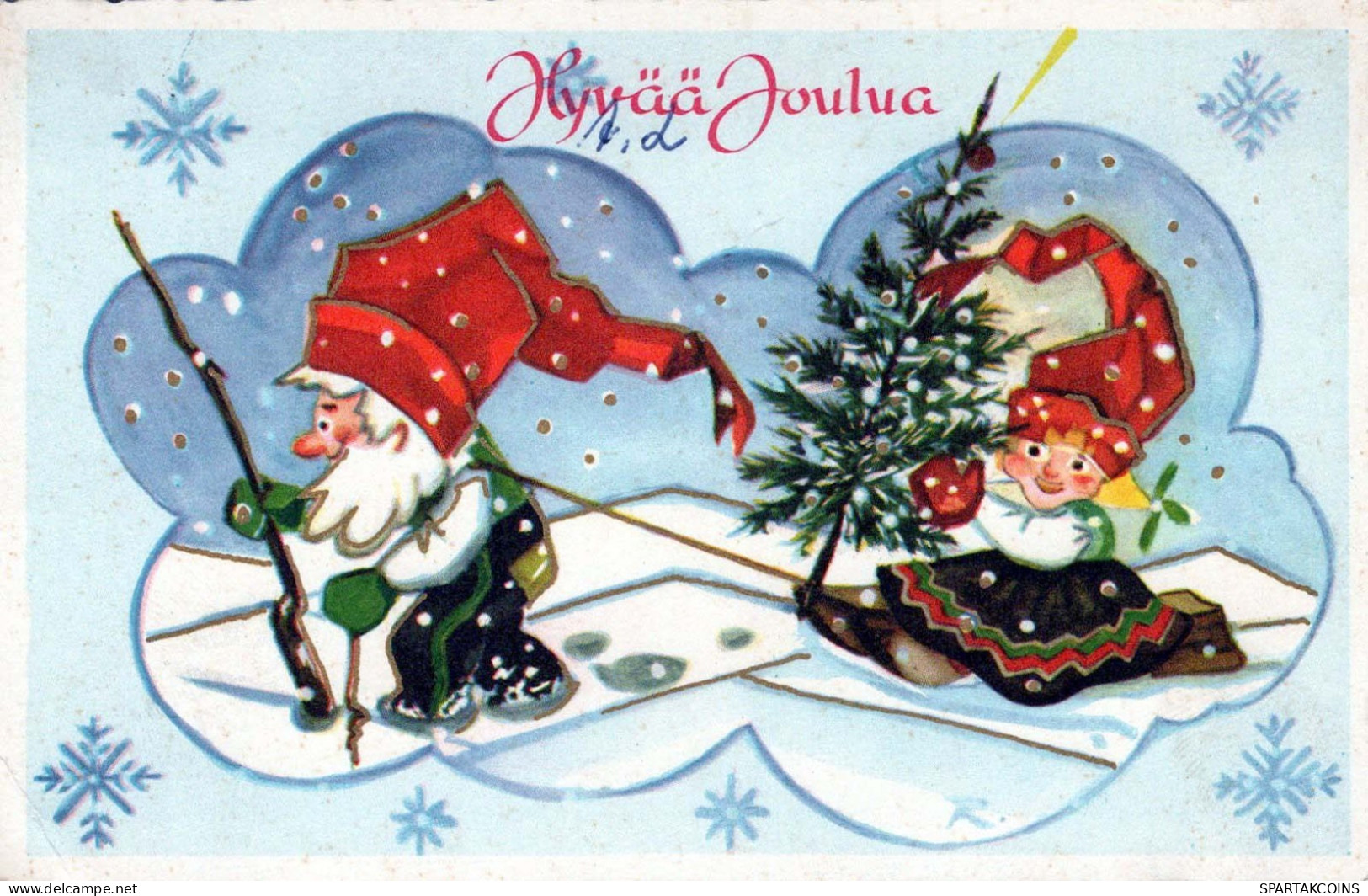 Buon Anno Natale GNOME Vintage Cartolina CPSMPF #PKG478.IT - Año Nuevo