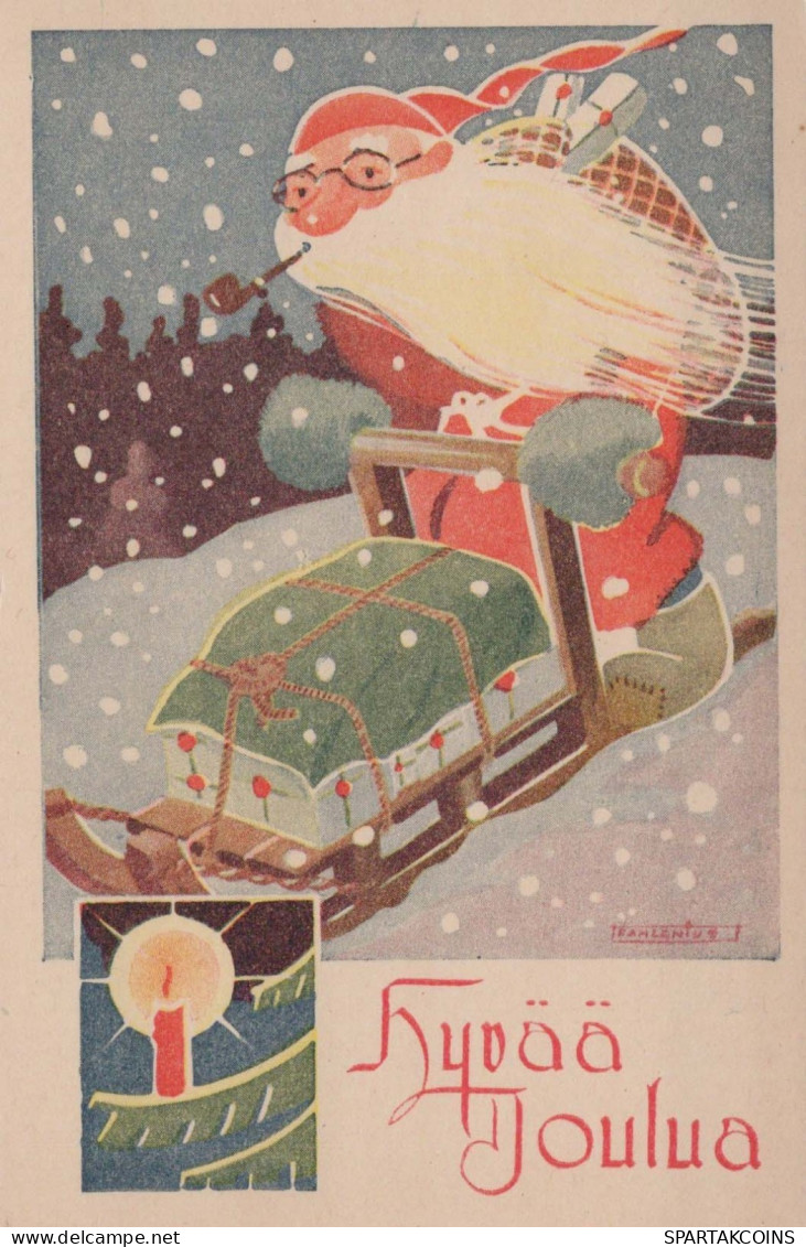 BABBO NATALE Buon Anno Natale Vintage Cartolina CPSMPF #PKG345.IT - Santa Claus