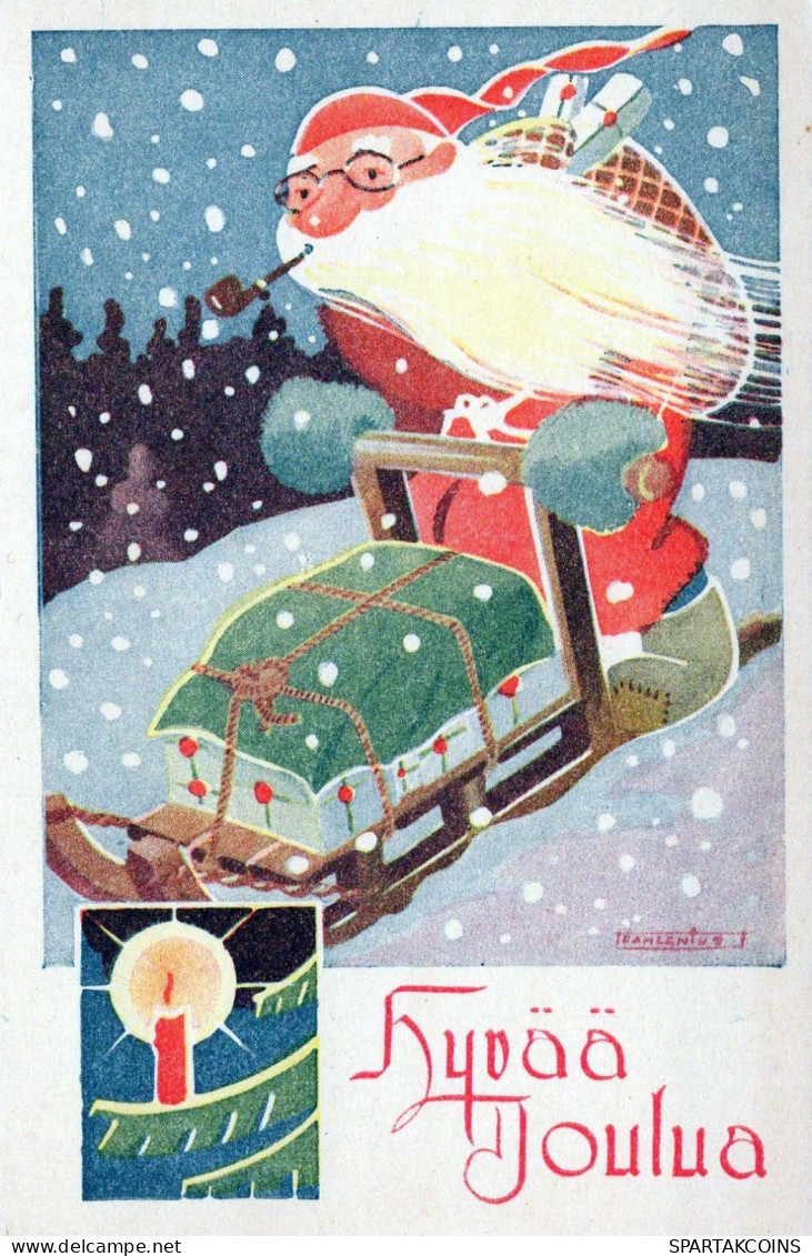 BABBO NATALE Buon Anno Natale Vintage Cartolina CPSMPF #PKG345.IT - Santa Claus