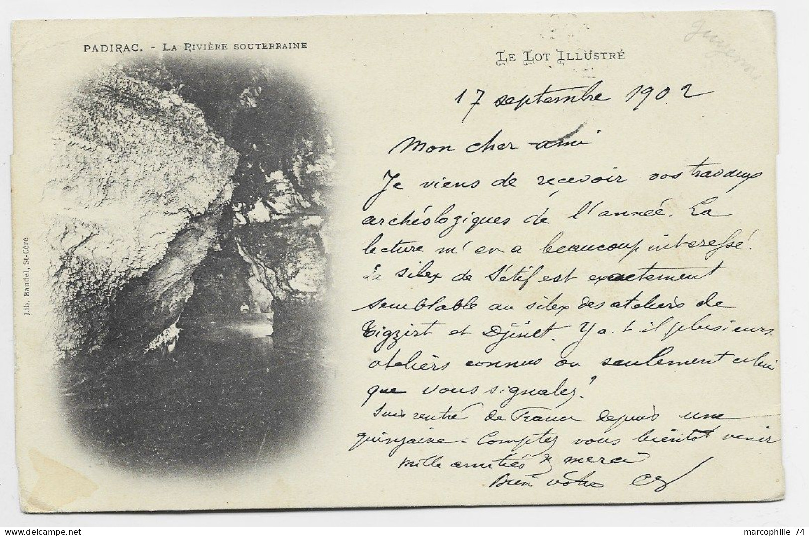 MOUCHON 10C CARTE PADIRAC CONVOYEUR BLEU TIZI OUZOU A MENERVILLE 1902 EN ALGERIE - Correo Ferroviario