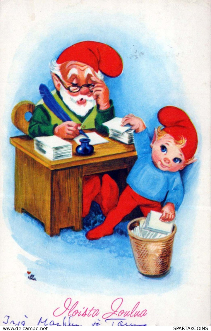 Buon Anno Natale GNOME Vintage Cartolina CPSMPF #PKD850.IT - Año Nuevo