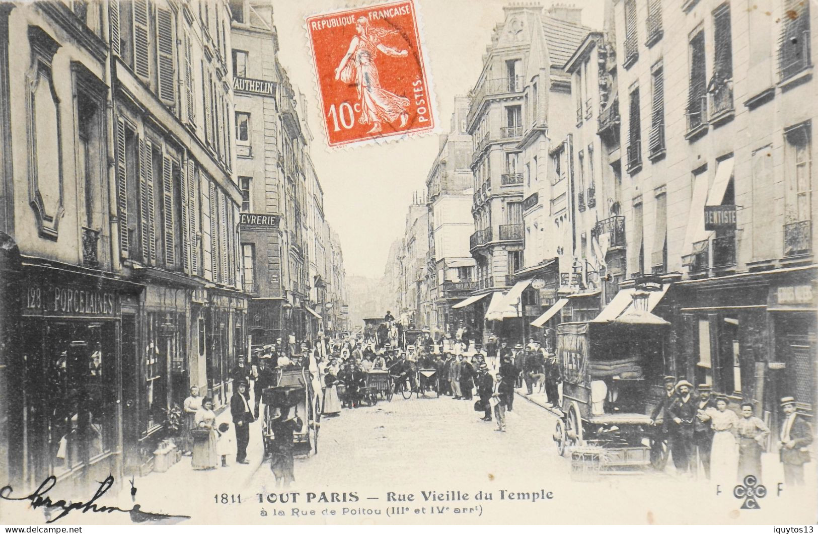 CPA. [75] > TOUT PARIS > N° 1811 - Rue Vieille-du-Temple à La Rue De Poitou - (IIIe & IVe Arrt.) - 1910 - TBE - Arrondissement: 03