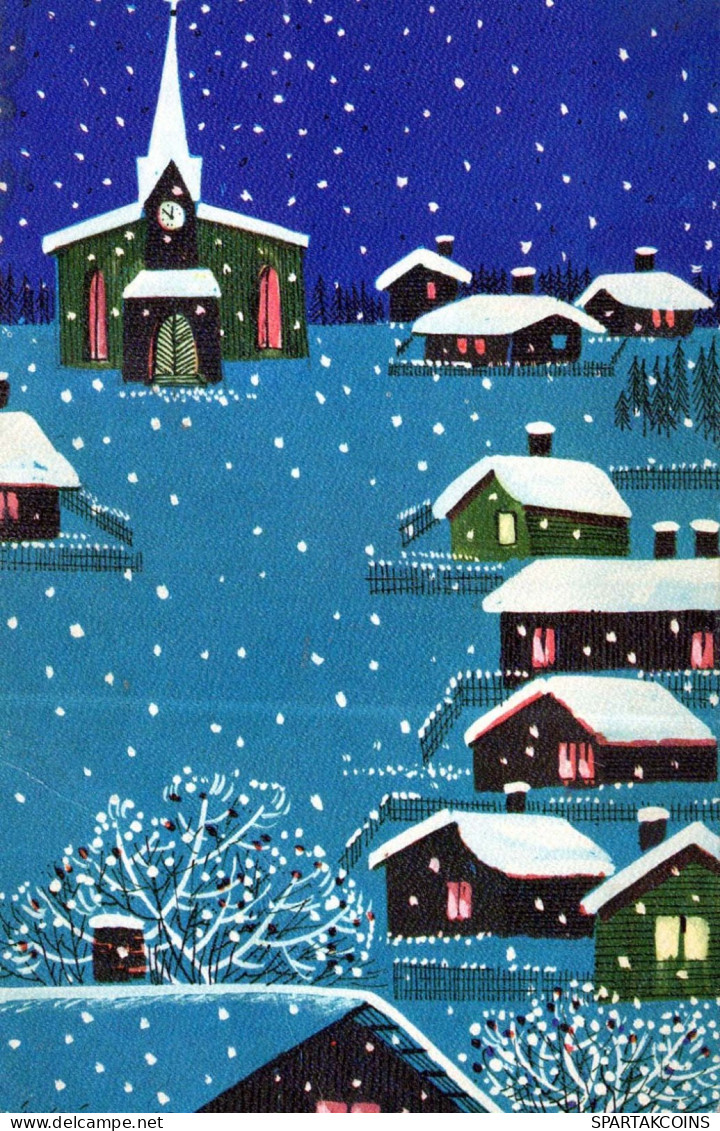 Buon Anno Natale CHIESA Vintage Cartolina CPSMPF #PKD542.IT - Nieuwjaar