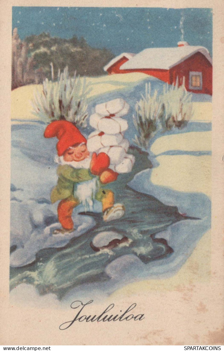 Buon Anno Natale GNOME Vintage Cartolina CPSMPF #PKD478.IT - New Year