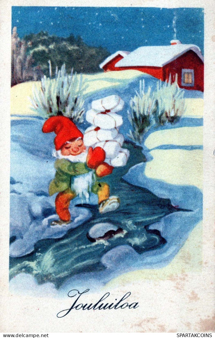 Buon Anno Natale GNOME Vintage Cartolina CPSMPF #PKD478.IT - New Year