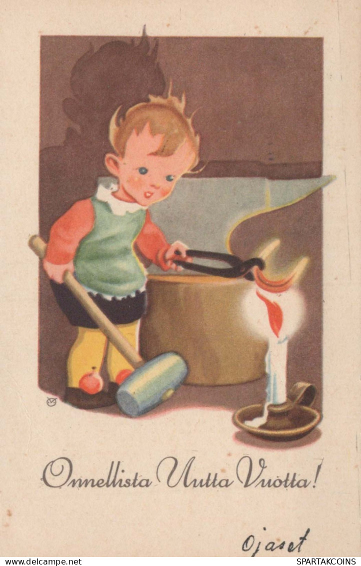 Buon Anno Natale BAMBINO Vintage Cartolina CPSMPF #PKD416.IT - Neujahr