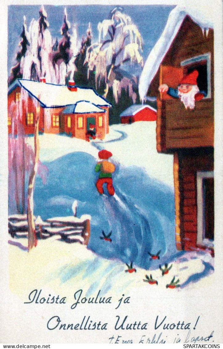Buon Anno Natale GNOME Vintage Cartolina CPSMPF #PKD355.IT - New Year