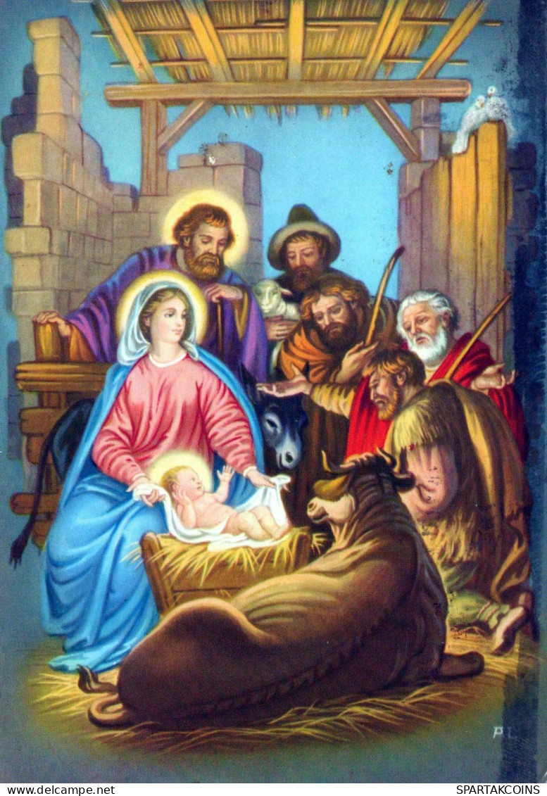 Vergine Maria Madonna Gesù Bambino Natale Religione Vintage Cartolina CPSM #PBP999.IT - Maagd Maria En Madonnas