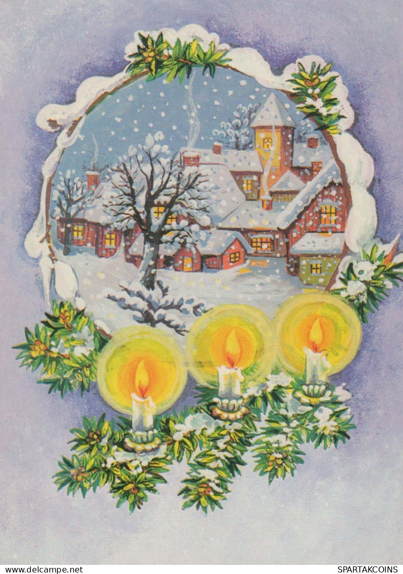 Buon Anno Natale CANDELA Vintage Cartolina CPSM #PBN915.IT - Neujahr