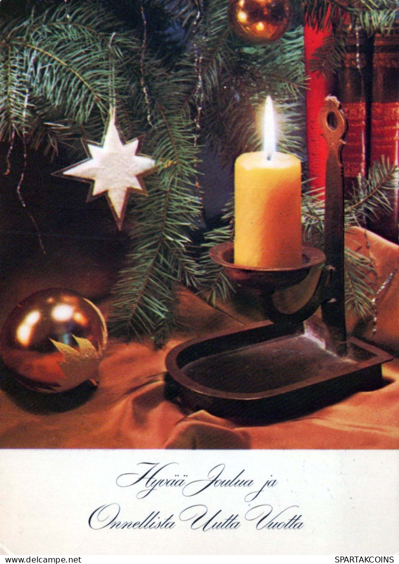Buon Anno Natale CANDELA Vintage Cartolina CPSM #PBN854.IT - Neujahr
